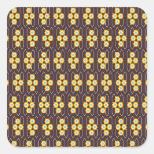 Pegatina Cuadrada Patrón geométrico con hexágonos naranjas y azules