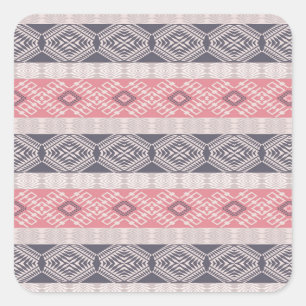 Pegatina Cuadrada Patrón geométrico de estilo boho étnico.