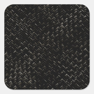 Pegatina Cuadrada Patrón geométrico de tejido diagonal negro