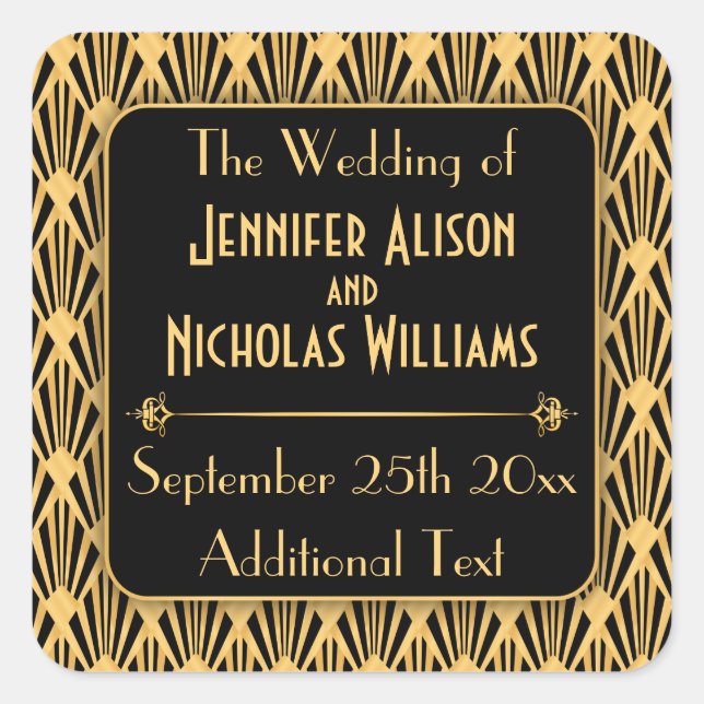 Pegatina Cuadrada Patrón geométrico del diamante de Art Deco de los  (Anverso)