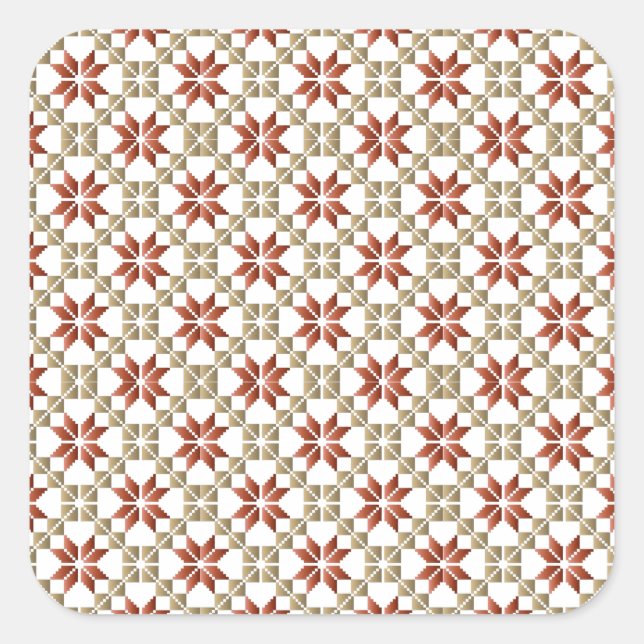 Pegatina Cuadrada Patrón geométrico IX del SUN matutino (Anverso)