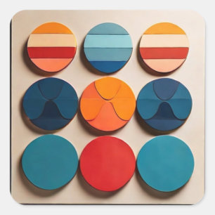 Pegatina Cuadrada Patrón geométrico moderno del siglo medio