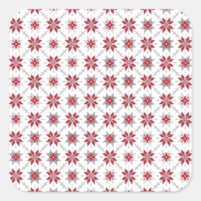 Pegatina Cuadrada Patrón geométrico V del SUN letón matutino (Anverso)