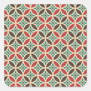 Pegatina Cuadrada Patrón geométrico vintage, abstracto y sin fisuras