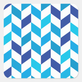 Pegatina Cuadrada Patrón Herringbone Azul simple