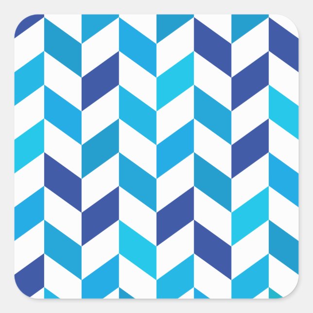 Pegatina Cuadrada Patrón Herringbone Azul simple (Anverso)