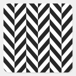 Pegatina Cuadrada Patrón Herringbone blanco negro