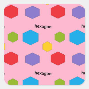 Pegatina Cuadrada Patrón hexagonal en rosa