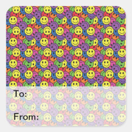 Pegatina Cuadrada Patrón hippy retro