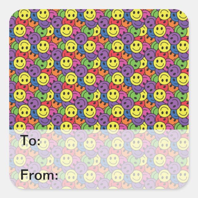 Pegatina Cuadrada Patrón hippy retro (Anverso)