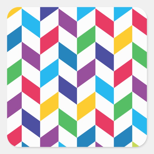 Pegatina Cuadrada Patrón hueso de arenque colorido (Anverso)