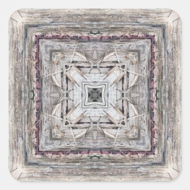 Pegatina Cuadrada Patrón inspirado en azteca rosada de bonito (Anverso)