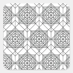 Pegatina Cuadrada Patrón lineal abstracto de color blanco y negro vi