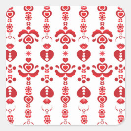 Pegatina Cuadrada Patrón moderno de rosemaling navideño escandinavo