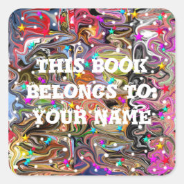 Pegatina Cuadrada Patrón multicolor con estrellas