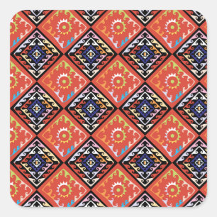 Pegatina Cuadrada Patrón múltiple de tejado de cestas de África