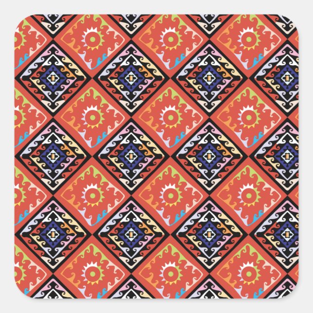 Pegatina Cuadrada Patrón múltiple de tejado de cestas de África (Anverso)