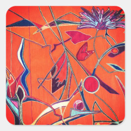 Pegatina Cuadrada patrón naranja