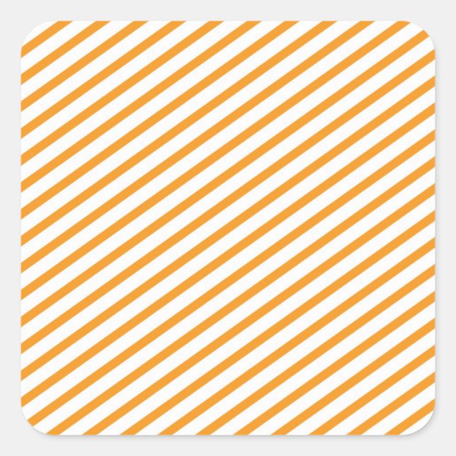 Pegatina Cuadrada Patrón Naranja de franja diagonal (Anverso)