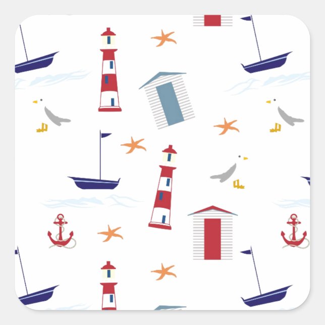 Pegatina Cuadrada Patrón naumático simple (Anverso)