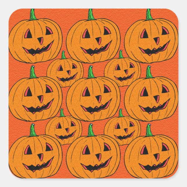 Pegatina Cuadrada Patrón Personalizado de Jack feliz o Lantern (Anverso)