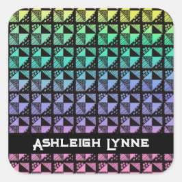 Pegatina Cuadrada Patrón Quilt de arcoiris para platos rotos