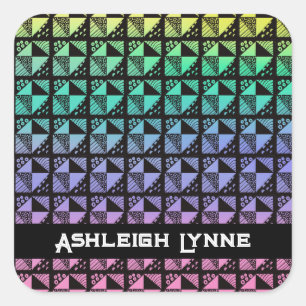 Pegatina Cuadrada Patrón Quilt de arcoiris para platos rotos