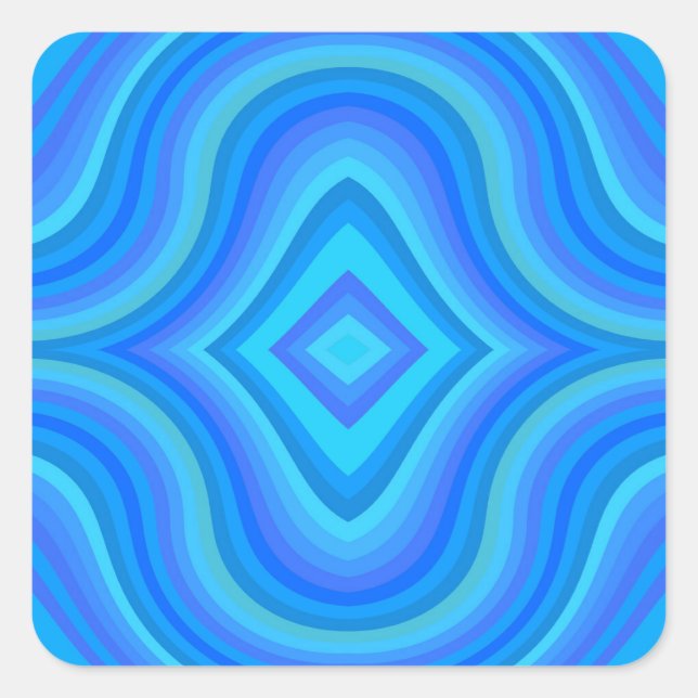 Pegatina Cuadrada Patrón retro azul (Anverso)