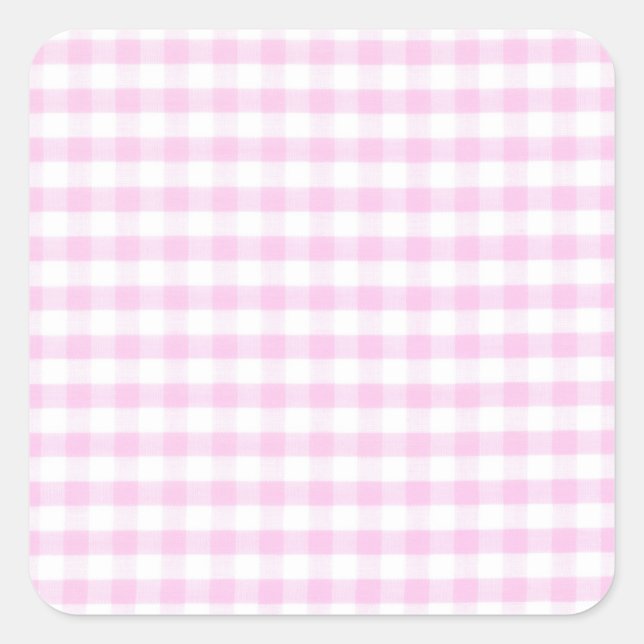 Pegatina Cuadrada Patrón rosa de Gingham (Anverso)