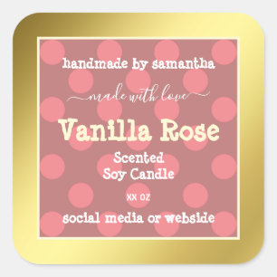 Pegatina Cuadrada Patrón rosa Patrón dorado Etiquetas de empaquetado