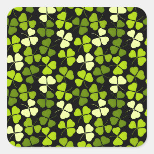 Pegatina Cuadrada Patrón Shamrock oscuro Verde y Negro