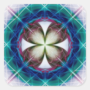 Pegatina Cuadrada Patrón simétrico de floración