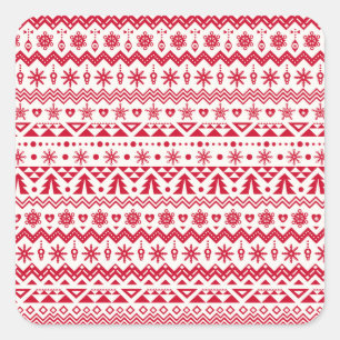 Pegatina Cuadrada Patrón sin fisuras de los Navidades festivos.