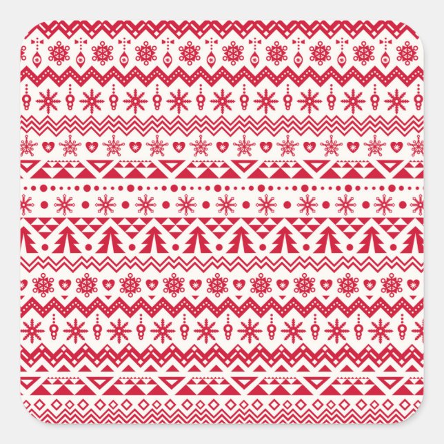 Pegatina Cuadrada Patrón sin fisuras de los Navidades festivos. (Anverso)