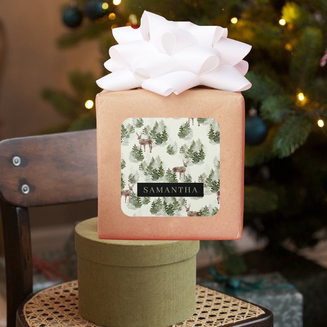 Pegatina Cuadrada Patrón sin problemas del bosque acuático (Subido por el creador)