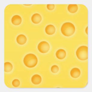 Pegatina Cuadrada Patrón suizo de textura con queso Cheezy