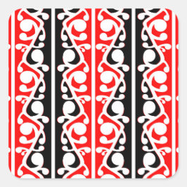 Pegatina Cuadrada Patrón tradicional maorí kowhaiwhai