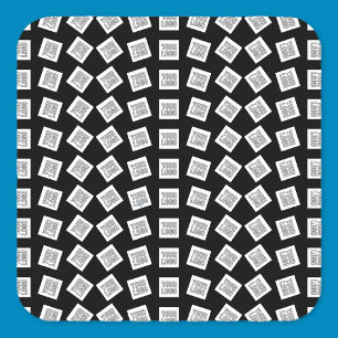 Pegatina Cuadrada Patrón único de logotipo o imagen Negro (editabl