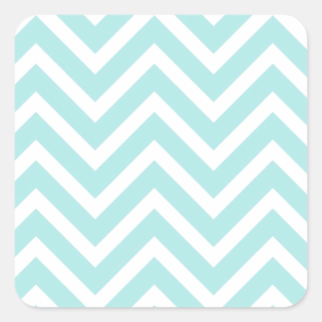 Pegatina Cuadrada Patrón Verde azulado de cheurón azul elegante (Anverso)