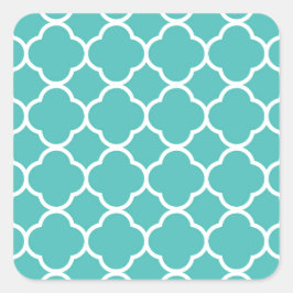 Pegatina Cuadrada Patrón Verde azulado marroquí