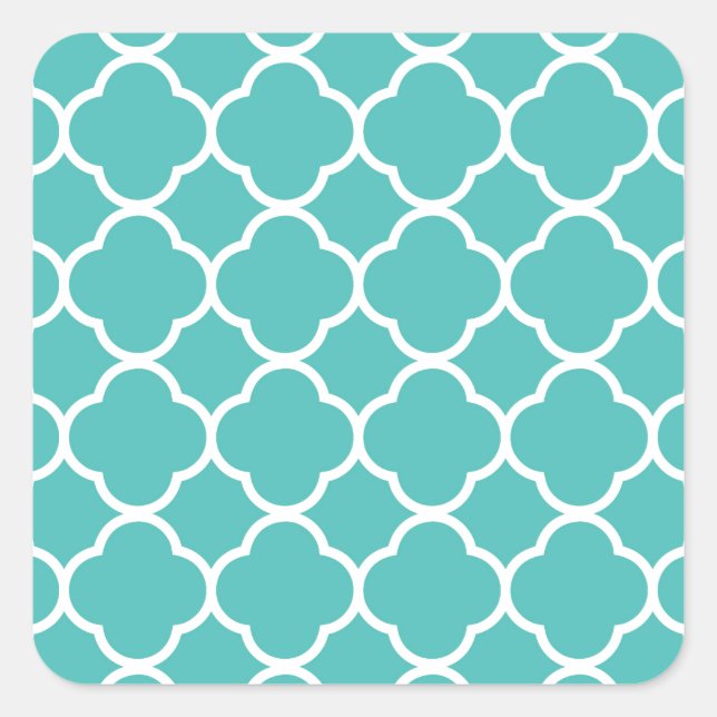 Pegatina Cuadrada Patrón Verde azulado marroquí (Anverso)