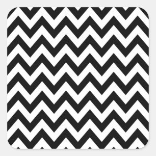 Pegatina Cuadrada Patrón Zigzag Chevron Blanco Y Negro