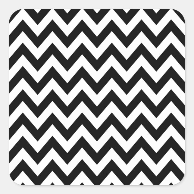 Pegatina Cuadrada Patrón Zigzag Chevron Blanco Y Negro (Anverso)