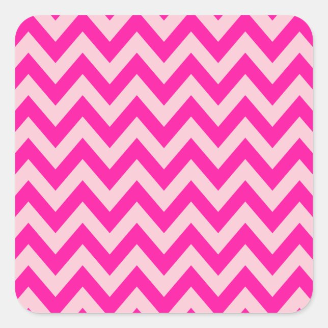 Pegatina Cuadrada Patrón Zigzag Chevron Rosado Caliente (Anverso)