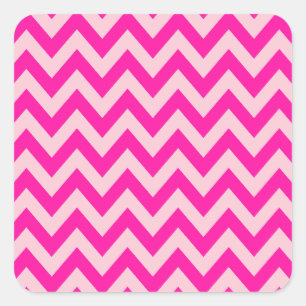 Pegatina Cuadrada Patrón Zigzag Chevron Rosado Caliente