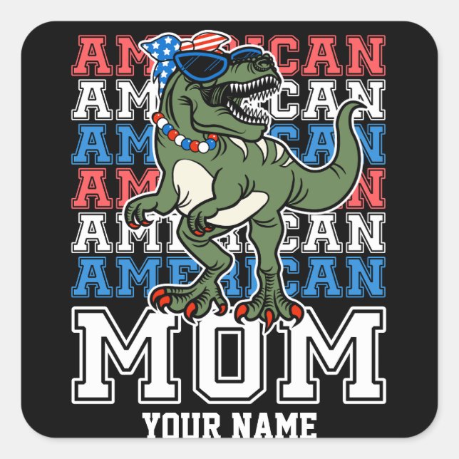 Pegatina Cuadrada Patrona Americana 4 de Julio Patriótica Personaliz (Anverso)