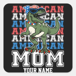 Pegatina Cuadrada Patrona Americana 4 de Julio Patriótica Personaliz