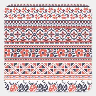 Pegatina Cuadrada Patrones de diseño de puntos cruzados
