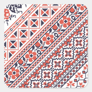Pegatina Cuadrada Patrones de diseño de puntos cruzados
