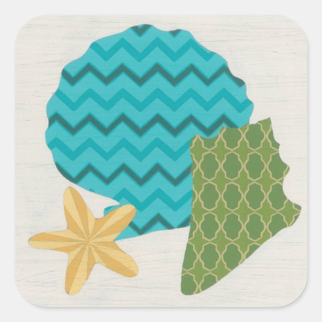 Pegatina Cuadrada Patrones de shell II (Anverso)